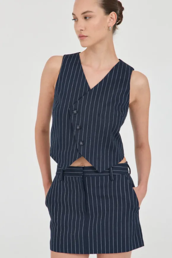 Jayden Stripe Mini Skirt Navy Stripe