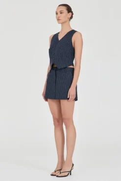 Jayden Stripe Mini Skirt Navy Stripe