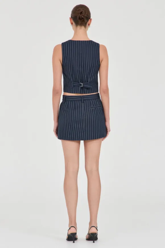 Jayden Stripe Mini Skirt Navy Stripe