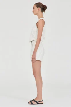 Jayden Stripe Tailored Shorts White Stripe