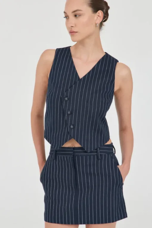 Jayden Stripe Waistcoat Navy Stripe