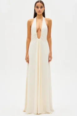 Jennifer Cupro Maxi Dress Ivory