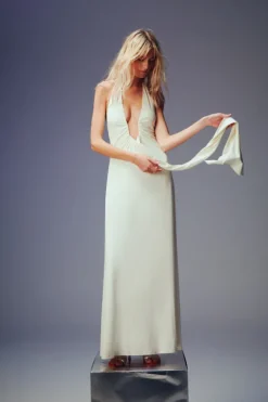 Jennifer Cupro Maxi Dress Ivory