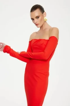 Kristie Midi Dress Cherry Red