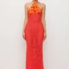 La Monada Knit Maxi Dress Coral