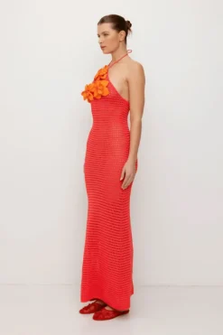 La Monada Knit Maxi Dress Coral