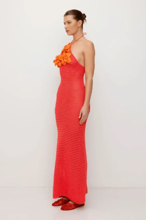 La Monada Knit Maxi Dress Coral