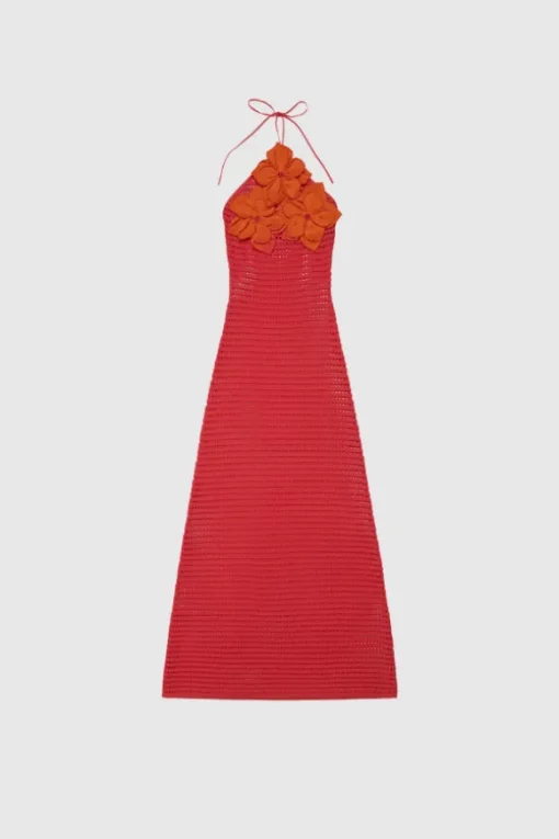 La Monada Knit Maxi Dress Coral