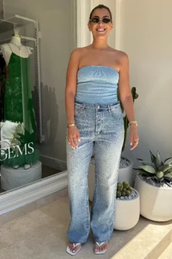 Lulu Tube Top Blue Lurex