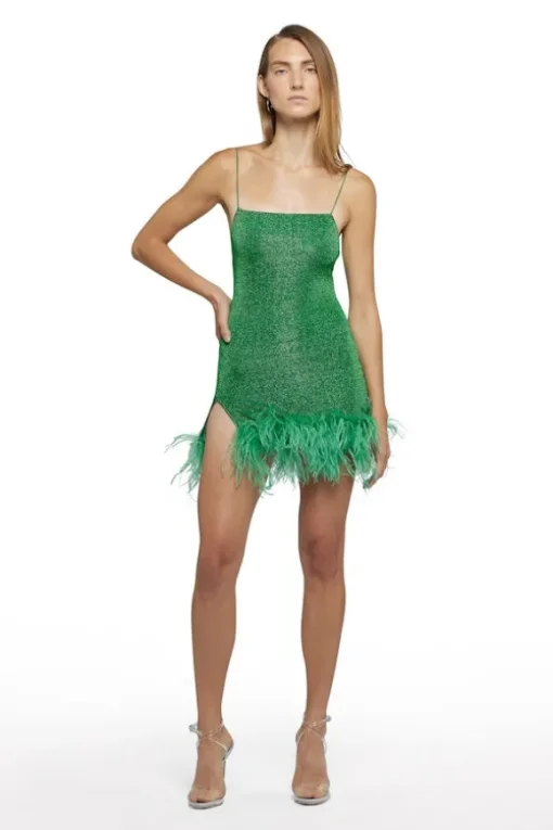 Lumiere Plumage Mini Dress Emerald Green