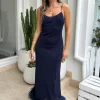 Lumiere Plumage Slip Dress Night Blue
