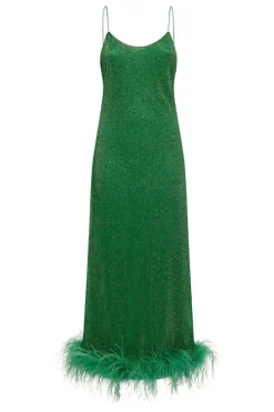 Lumiere Plumage Slip Dress Emerald Green
