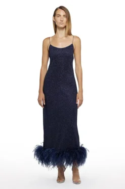 Lumiere Plumage Slip Dress Night Blue