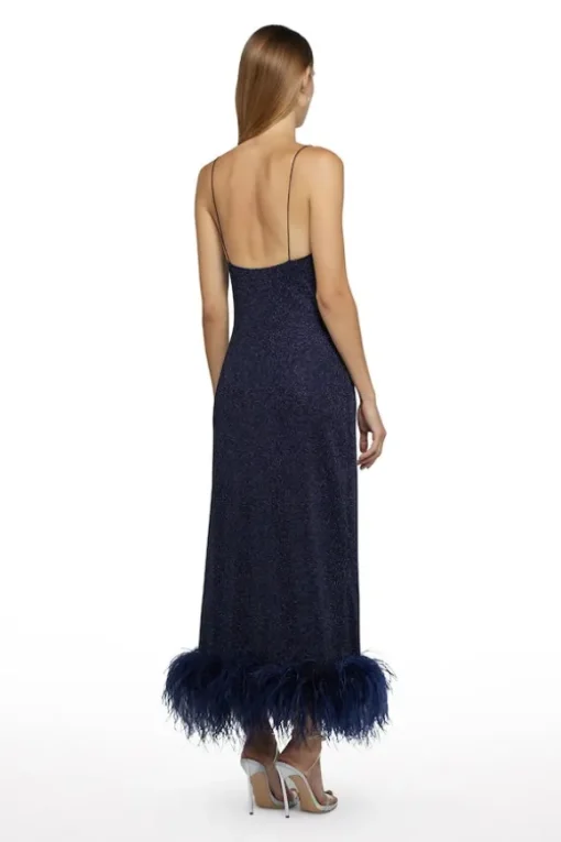 Lumiere Plumage Slip Dress Night Blue