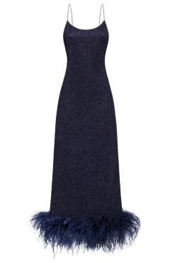 Lumiere Plumage Slip Dress Night Blue