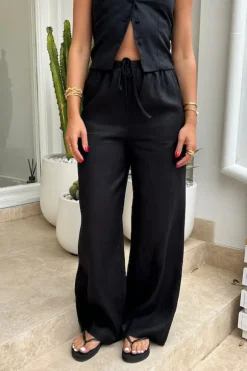 Luna Linen Pant Black