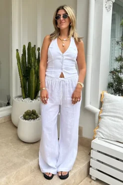 Luna Linen Pant White