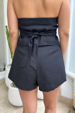 Luna Linen Shorts Black