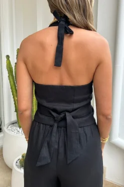 Luna Linen Shorts Black