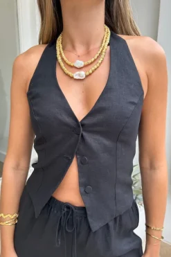 Luna Linen Shorts Black