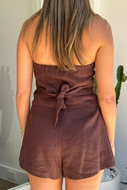 Luna Linen Shorts Chocolate