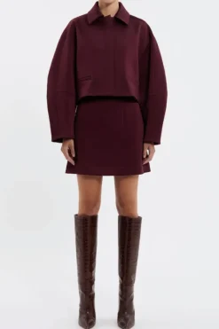 Merlot Cropped Jacket Burgundy