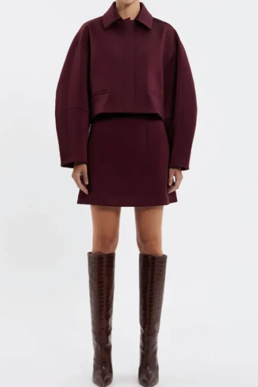 Merlot Cropped Jacket Burgundy