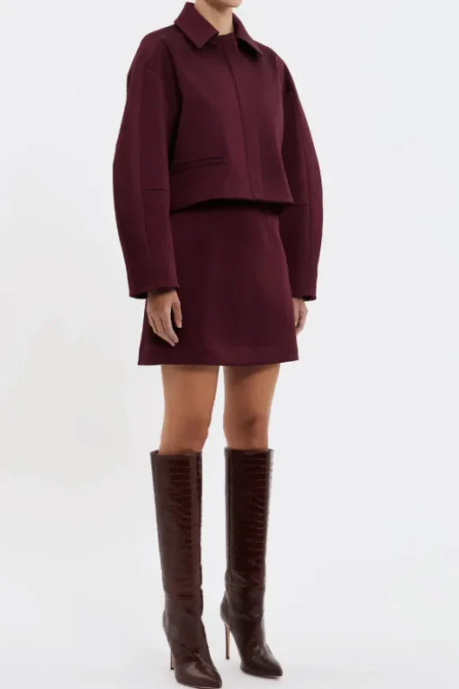 Merlot Cropped Jacket Burgundy