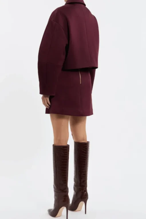 Merlot Cropped Jacket Burgundy