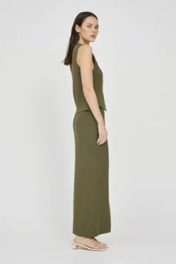 Mila Rib Skirt Dark Khaki