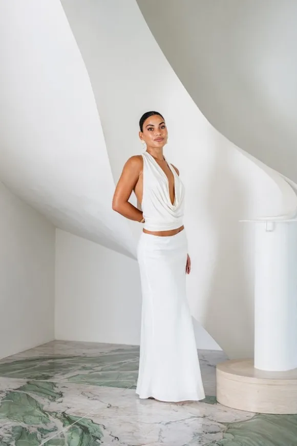 Molly Bias Skirt White