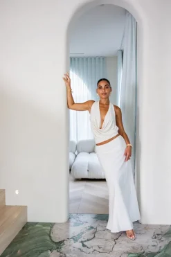 Molly Bias Skirt White