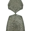 Netquins Cut Out Dress Metallic Green