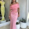 Nico Off Shoulder Maxi Dress Candy Floss
