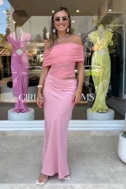 Nico Off Shoulder Maxi Dress Candy Floss