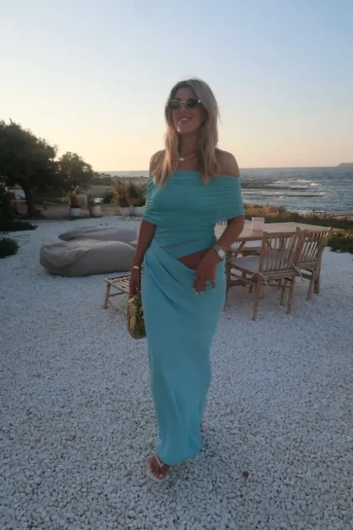 Nico Off Shoulder Maxi Dress Aquamarine