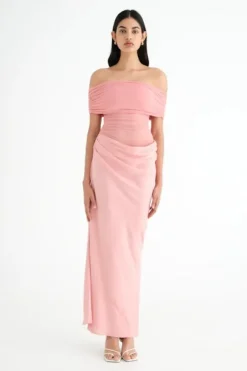 Nico Off Shoulder Maxi Dress Candy Floss
