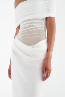Nico Off Shoulder Maxi Dress White