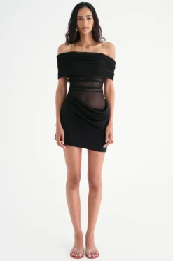 Nico Off Shoulder Mini Dress Black