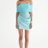 Nico Off Shoulder Mini Dress Aquamarine