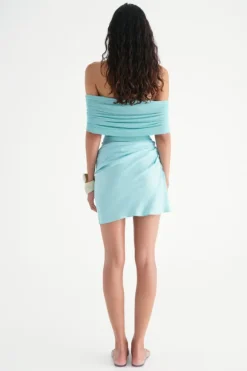 Nico Off Shoulder Mini Dress Aquamarine