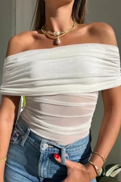 Nico Off Shoulder Top White