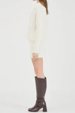 Nyra Boucle Knit Mini Skirt Cream