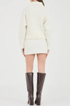 Nyra Boucle Knit Mini Skirt Cream