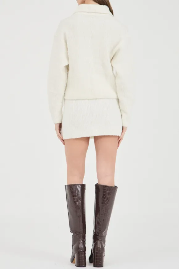 Nyra Boucle Knit Mini Skirt Cream