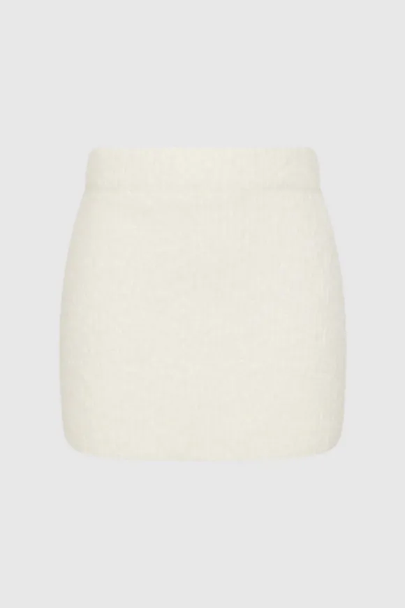 Nyra Boucle Knit Mini Skirt Cream