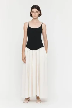 Olga Contrast Knit Full Dress Black/White