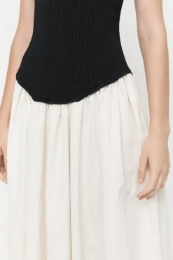 Olga Contrast Knit Full Dress Black/White