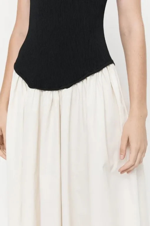 Olga Contrast Knit Full Dress Black/White