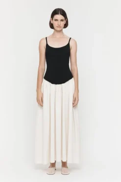 Olga Contrast Knit Full Dress Black/White